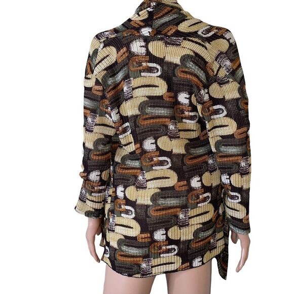 Fantazia cardigan women open front cascade long sleeve 70's inspired top SZ M - Picture 4 of 7